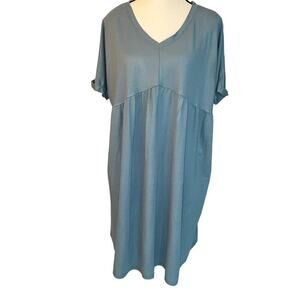 Hudson Gray Sage Green/Gray Pullover V-Neck Mini Dress Size XL